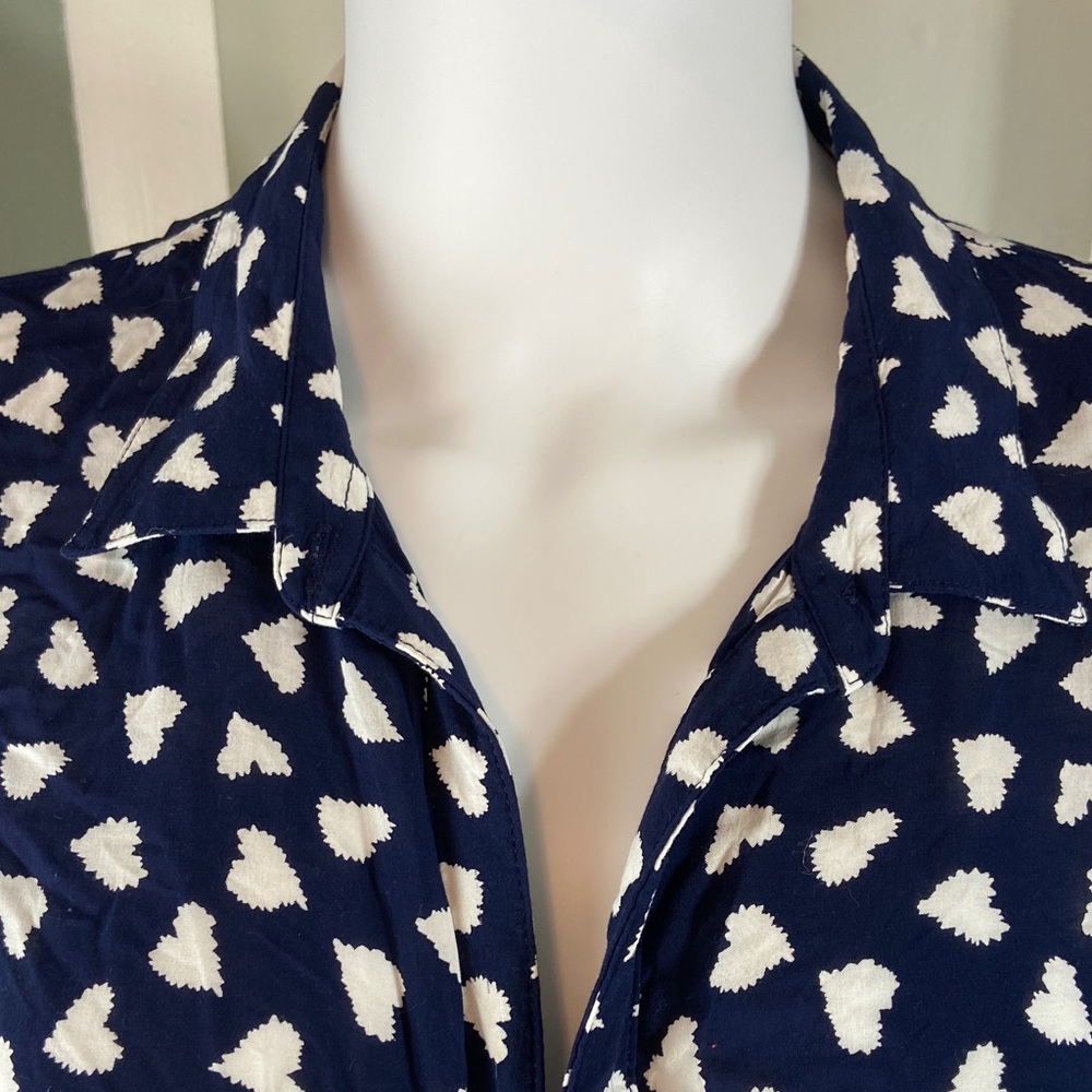 11 1 Tylho Anthopologie Larkin Heart Print Shirt Tunic Mini Dress Blouse Top S - Picture 7 of 12